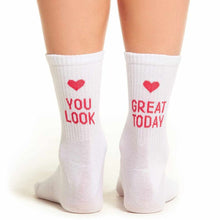 Load image into Gallery viewer, "You Look Great Today" Print Socks